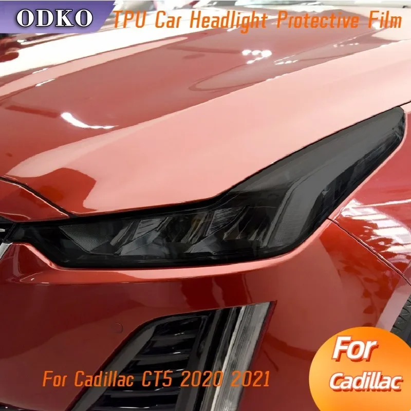 

Для Cadillac CT5 2020 2021, защитная пленка для фар автомобиля, дымчатая черная защитная прозрачная наклейка из ТПУ, аксессуары