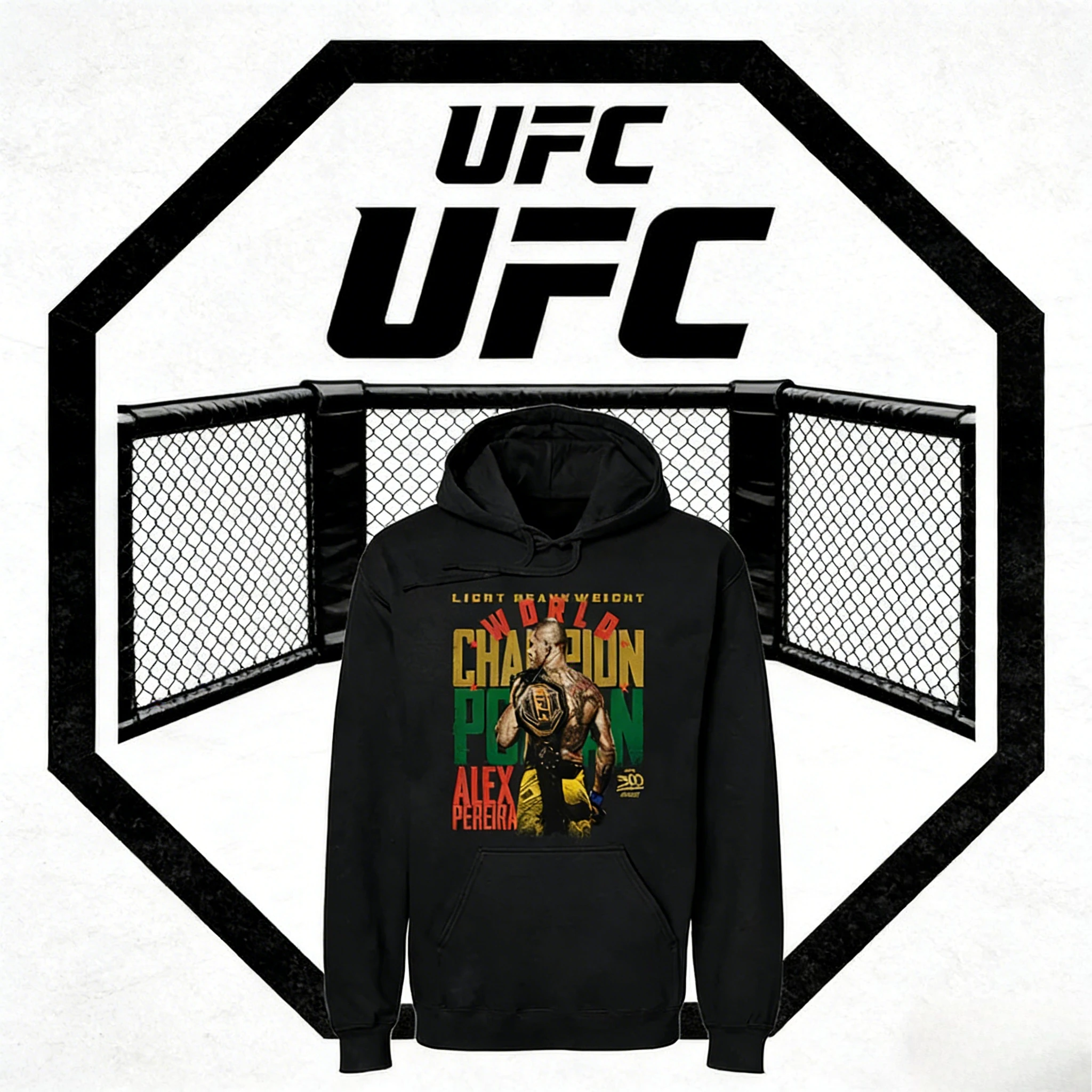 

UFC Alex Pereira Theme 2025-26, осенне-зимняя свободная повседневная толстовка из 100% хлопка с принтом, подходит для мужчин и женщин