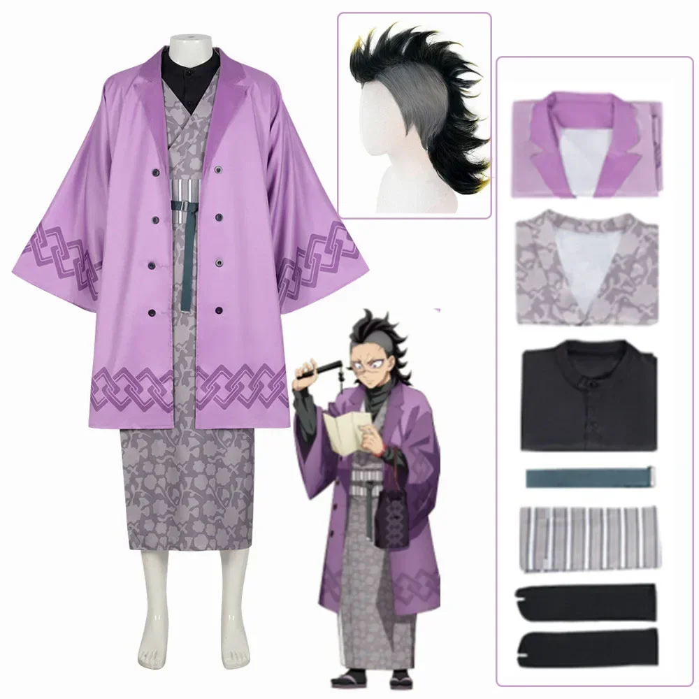 

New Genya Shinazugawa Cosplay Costume Wig Cosplay Kimono Halloween Party Uniform Women Men