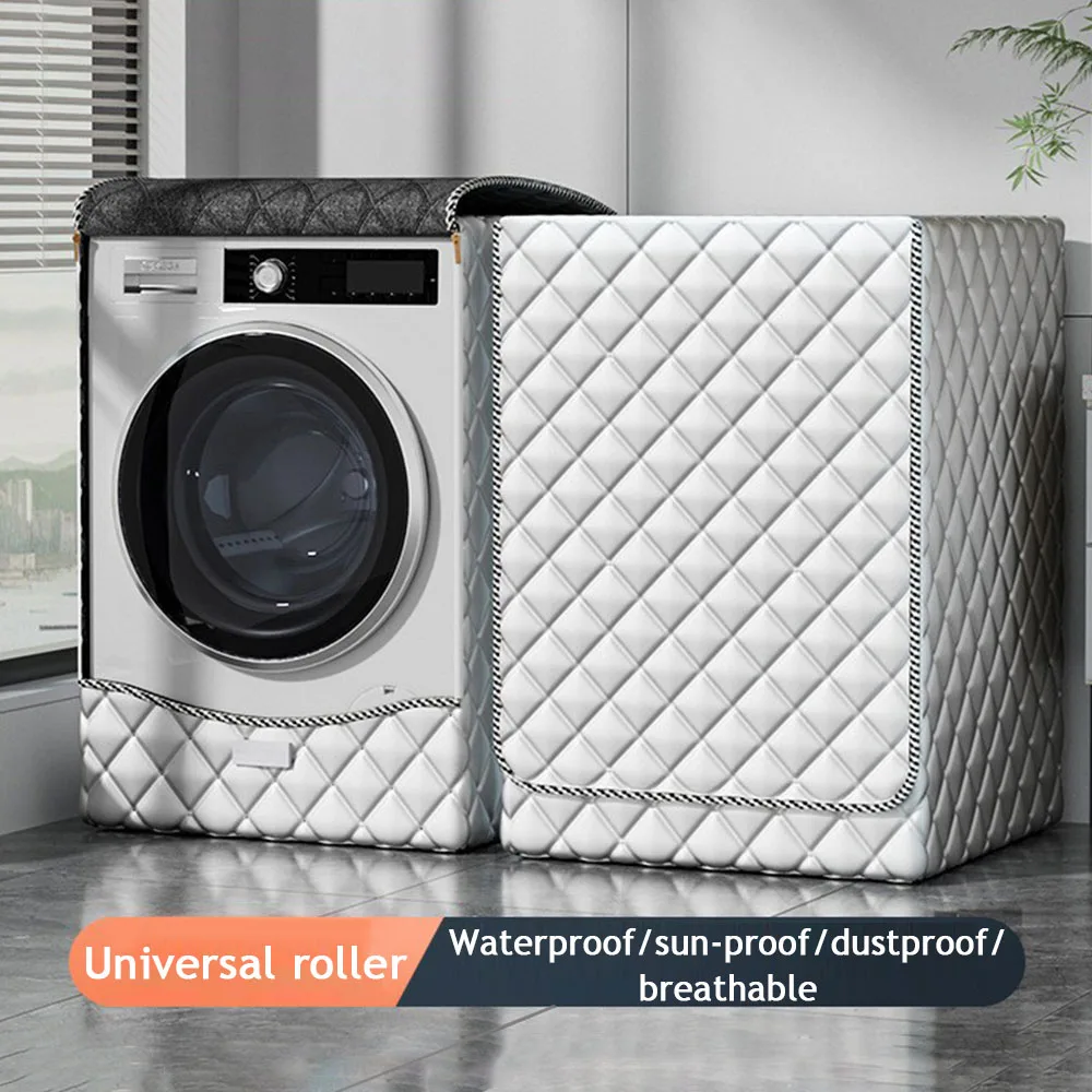 

Openings Dust Cover Flannel Washing Machine Cover For Front Load Washer Dryer Dust Cover Sunscreen Velvet Thickened Protector