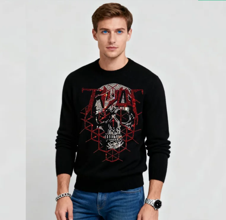 

Мужская одежда пуловер со стразами свитер мужские дизайнер подарков