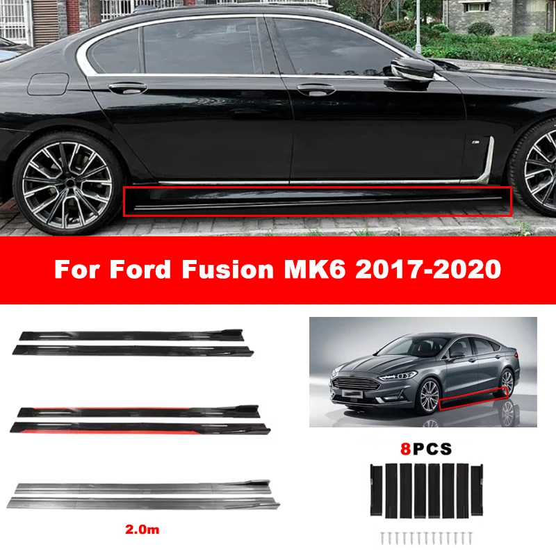 For Ford Fusion MK6 2017-2020 Car Side Skirt Splitters Extended Side Spoiler Sport Body Kit Bumper Lip Modified Parts 8Pcs
