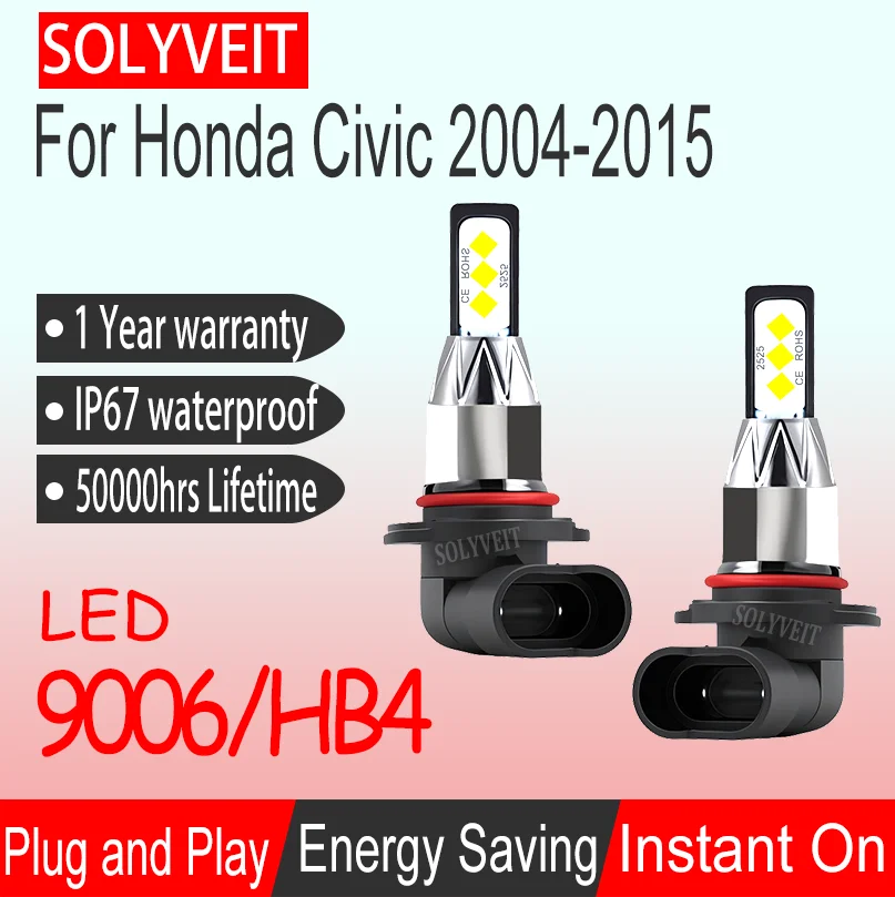 

Silent Operation No Disturbance 9006 LED Low Beam For Honda Civic 2004 2005 2006 2007 2008 2009 2010 2011 2012 2013 2014 2015
