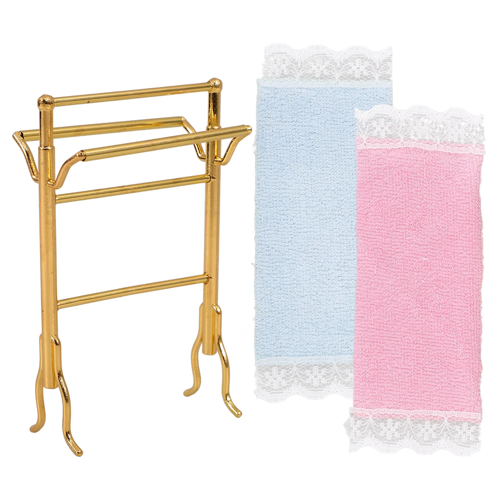 Miniature Food and Play House Bathroom Furniture Dollhouse Towel Rack Shelf Organizer for Model