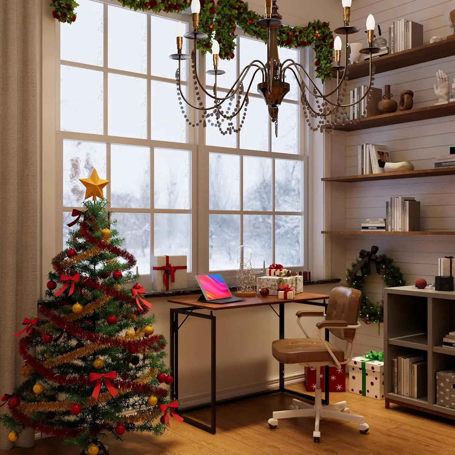 Compact Foldable Desk 30 Inch - Minimalist Space-Saving Desk for Small Spaces, Portable Collapsible Desk for Home Office