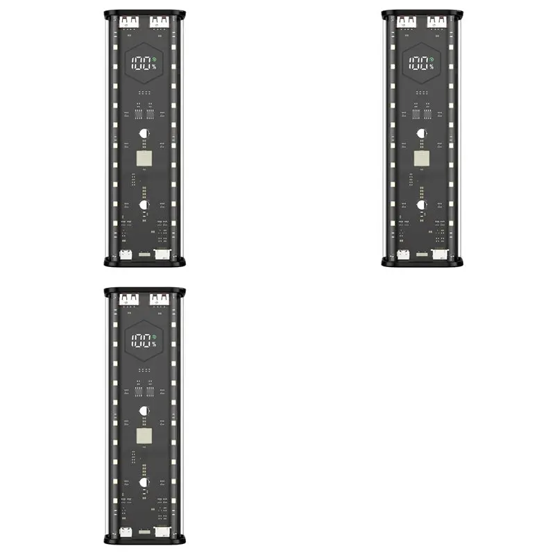 

24-часовая доставка 3X 21700 DIY Чехол Power Bank Поддержка 4X21700 батарей PD20W Чехол Powerbank Светодиодный экран Прозрачный аккумулятор She
