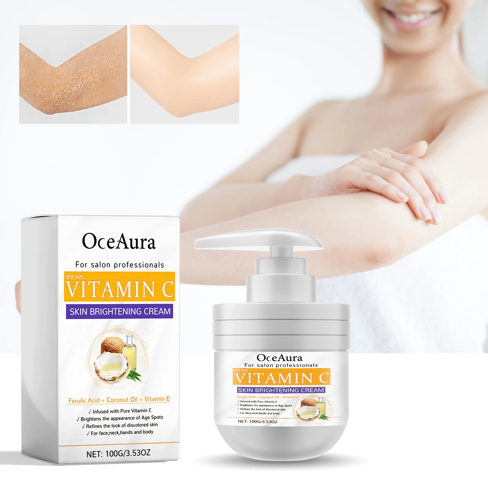 OceAura Vitamin C Face Body Cream Moisturizing Skin Care Lotion Anti Aging Skincare Moisturizer Body Face Age Spots Wrinkles