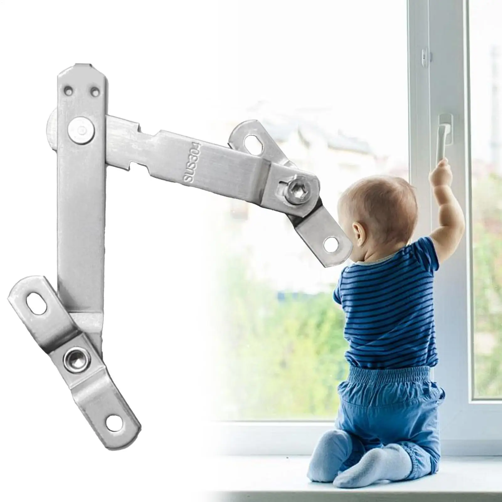 بابية نافذة قفل نافذة أقفال أمان الطفل مقيد الحرس سدادة الفولاذ المقاوم للصدأ الأمن للمنزل RV فناء المنزل #4