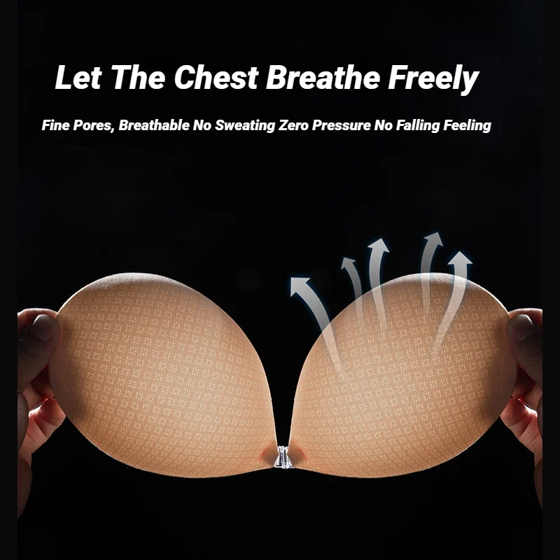 CHUANGERM Women Front Buckle Nipple Covers Reusable Silicone Invisible Self-Adhesive Strapless Breast Pasties Intimate Accessori