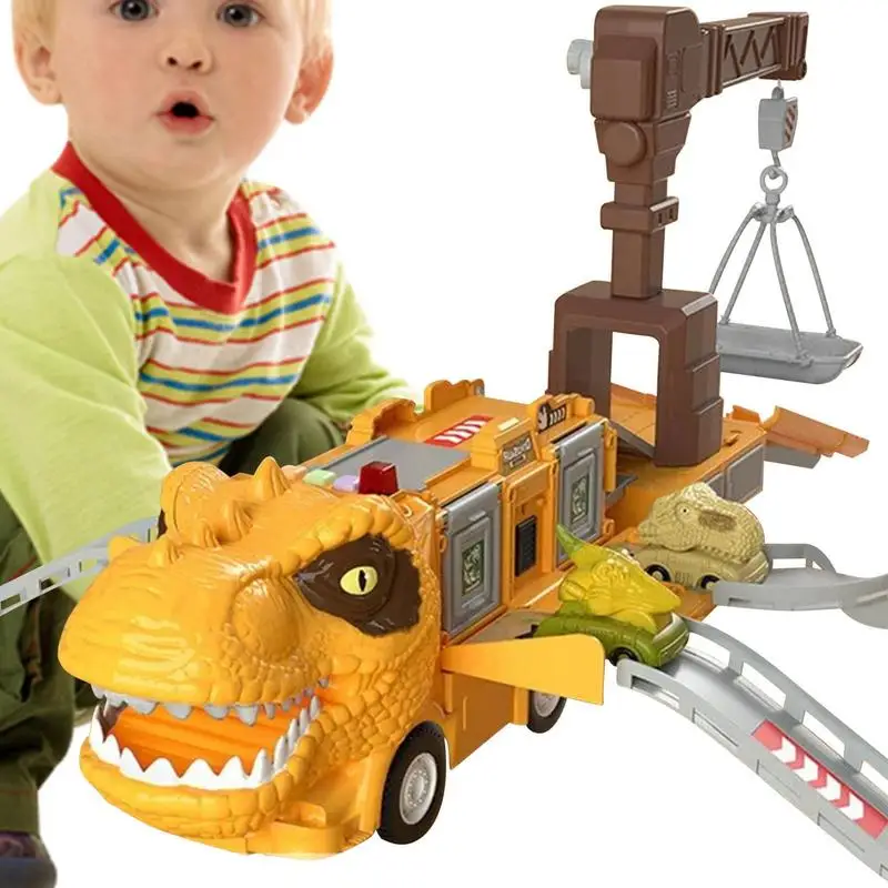 

Truck Toy Dinosaur Vehicle With Lights And Music Safe Construction Truck Track Playset Collectible Truck Toy For Kids Boys