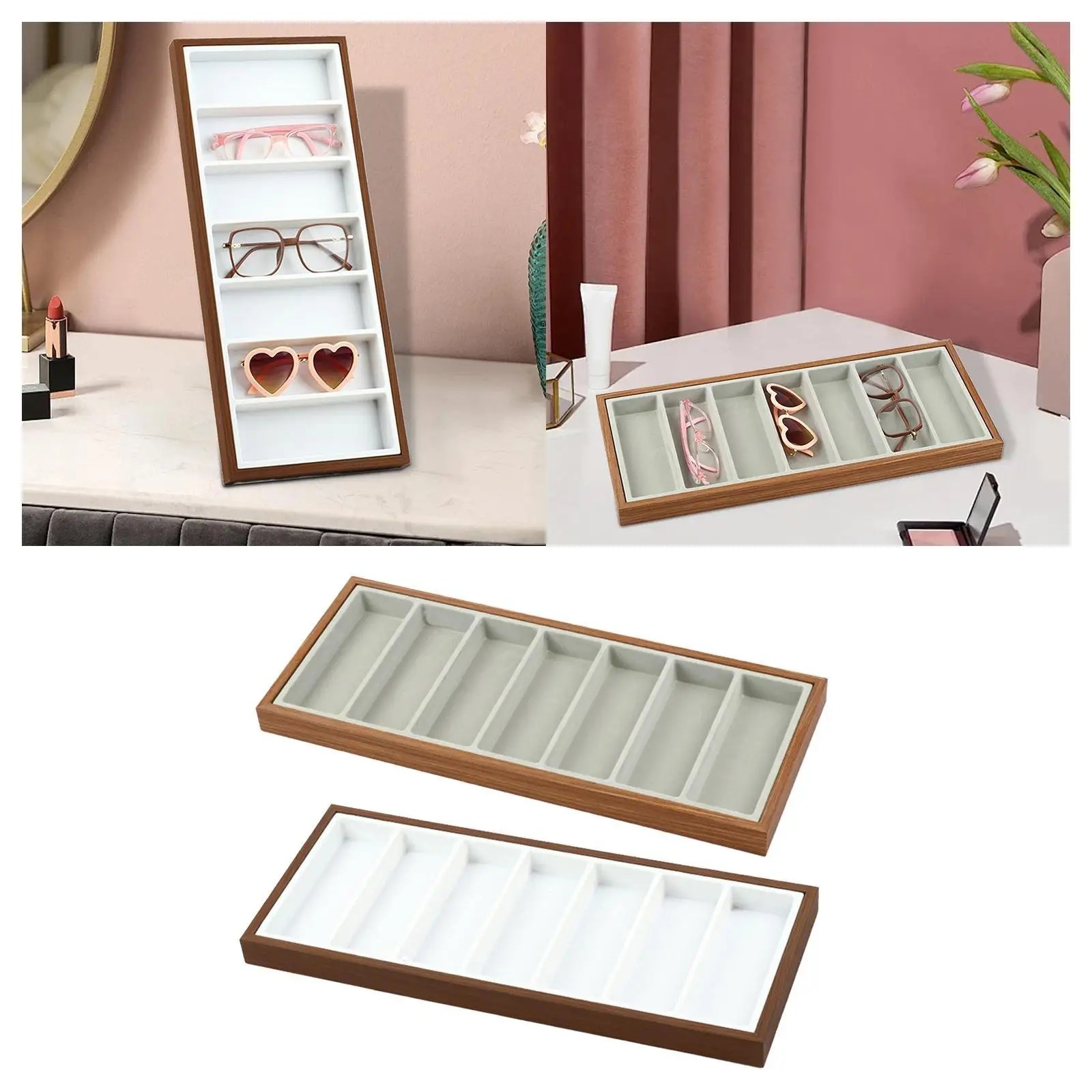 Glasses Display Box 7 Slots Sunglass Organizer for Table Travel Closet
