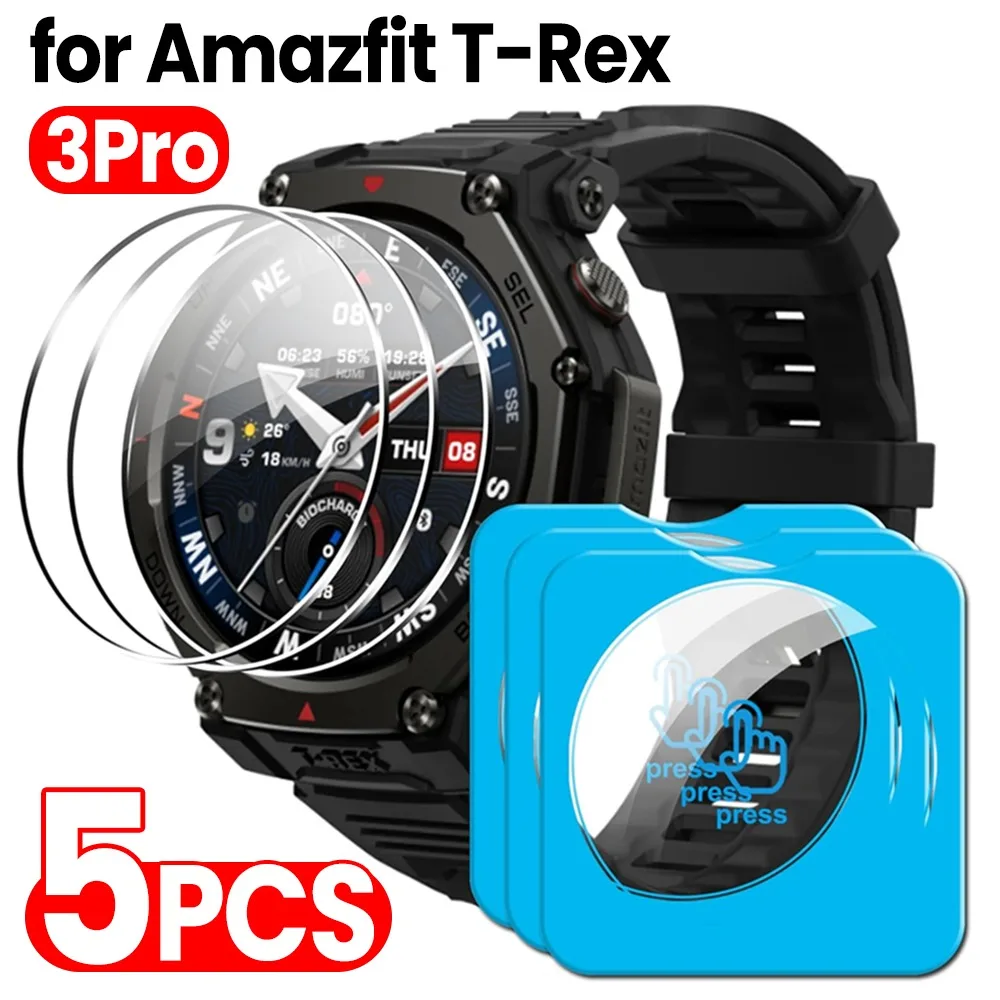 

1-5 шт. закаленное стекло для Amazfit T-Rex 3 Pro, простая в установке защитная пленка для экрана, защитная пленка от царапин, HD прозрачная пленка для часов
