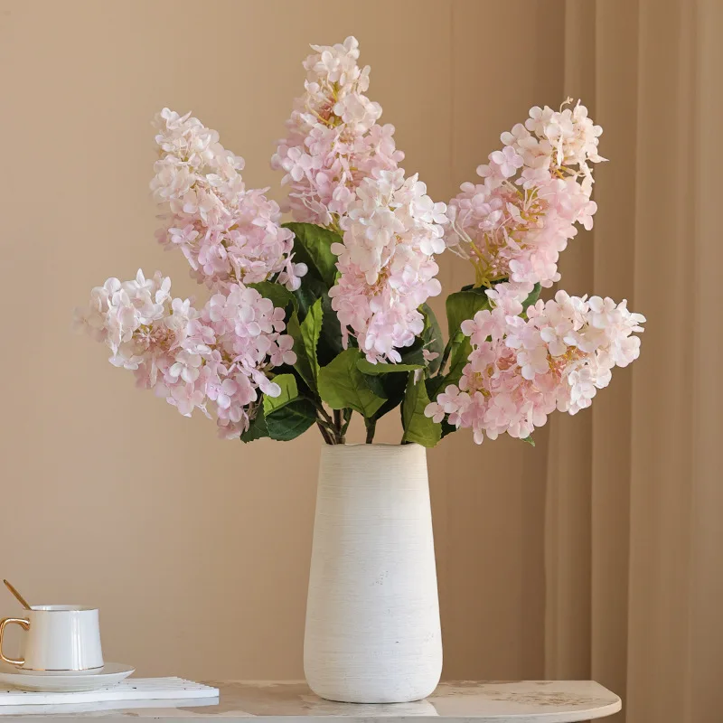 

YeeNanee 3pcs Artificial Hydrangea Flowers Pink White Long Stem Silk Fake Flower for Home Room Vase Decor Wedding Centerpieces