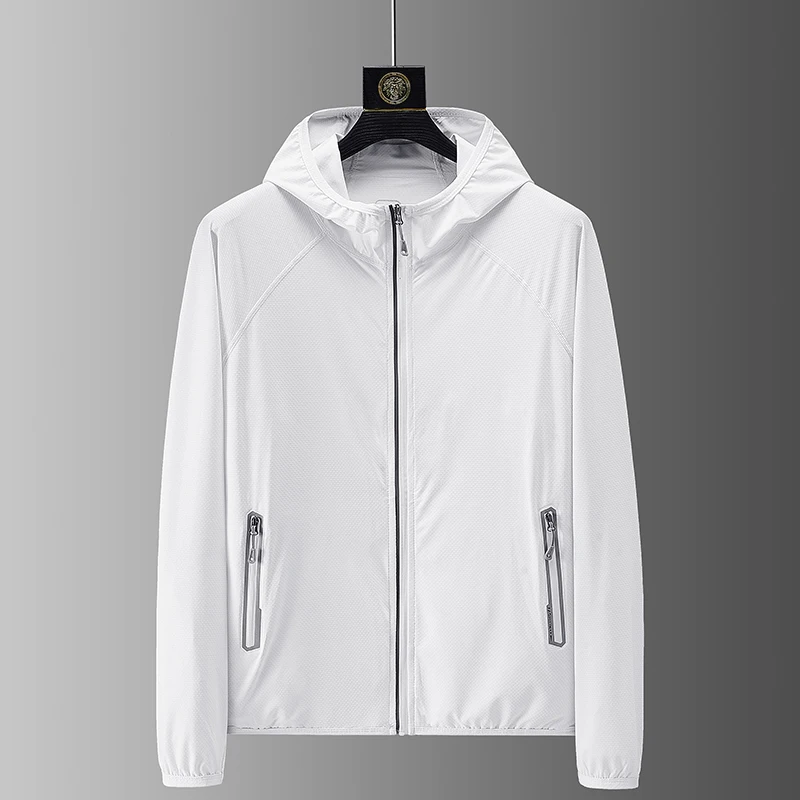 Men Sunscreen Jackets Hooded Quick Dry UPF50+ Summer Ice Silk Sun UV Protection Ultra-thin Coat Outdoor Sports Fishing Jackets