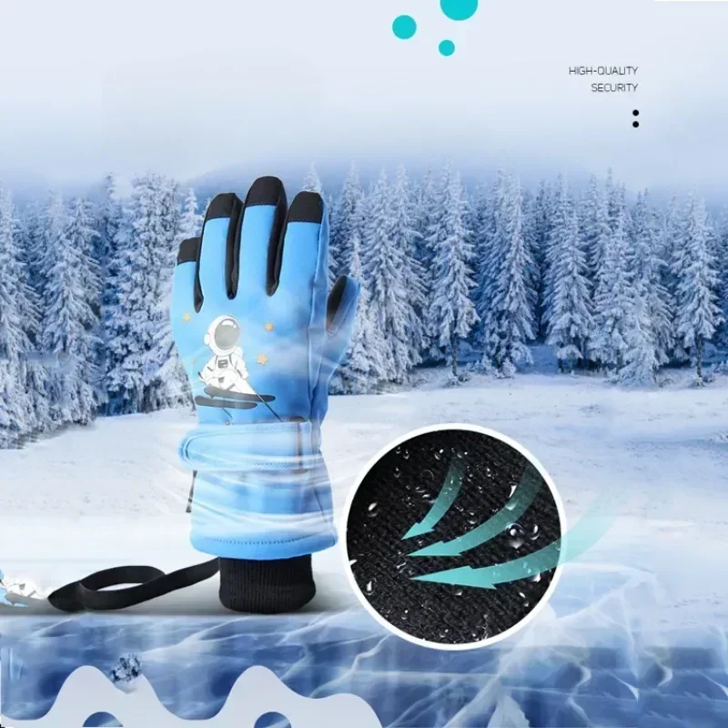 

New Five Finger Ski Gloves Wool Thickening Waterproof Warm High Quality Kids Skiing Gloves Winter Snowboard Snow Children Glove