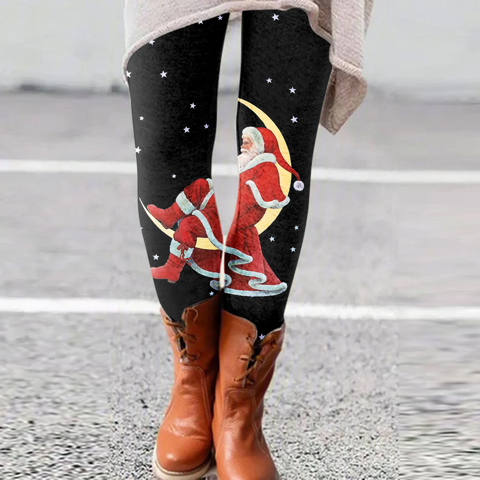 Casual Printed Long Christmas Pants Boot Pants Women's Christmas Leggings 2025 Autumn and Winter New Elastic Slim Fit Women