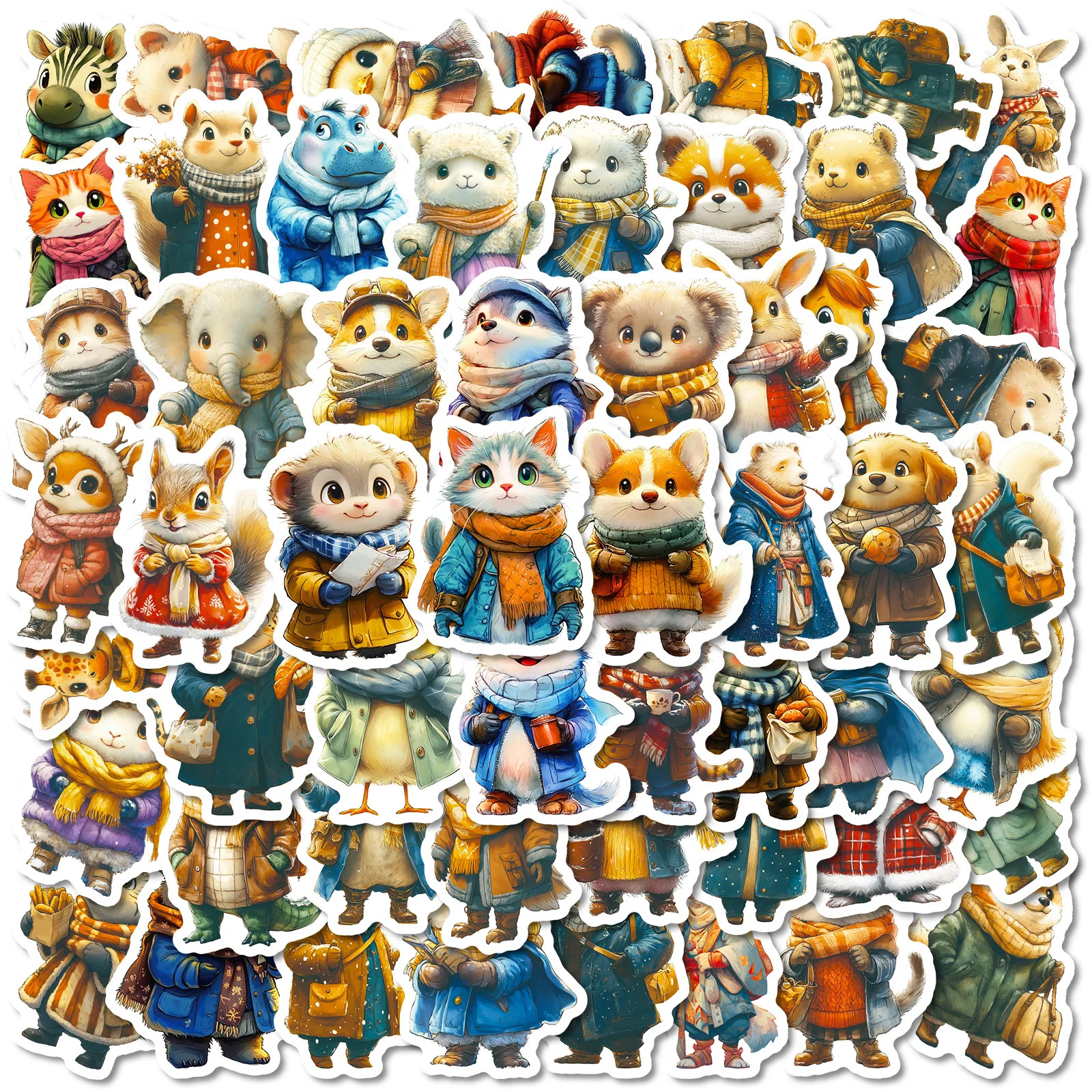 

56PCS Cartoon Winter Animal Graffiti Sticker Creative Decoration Mobile Phone Case Notebook Water Cup Waterproof Toy Gift