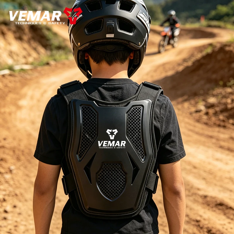 VEMAR Youth Older Children Safety Vest, Motorcycle Chest Protector Pre-Teens Shock-Absorbing Armor for Balance Bike & Motocross