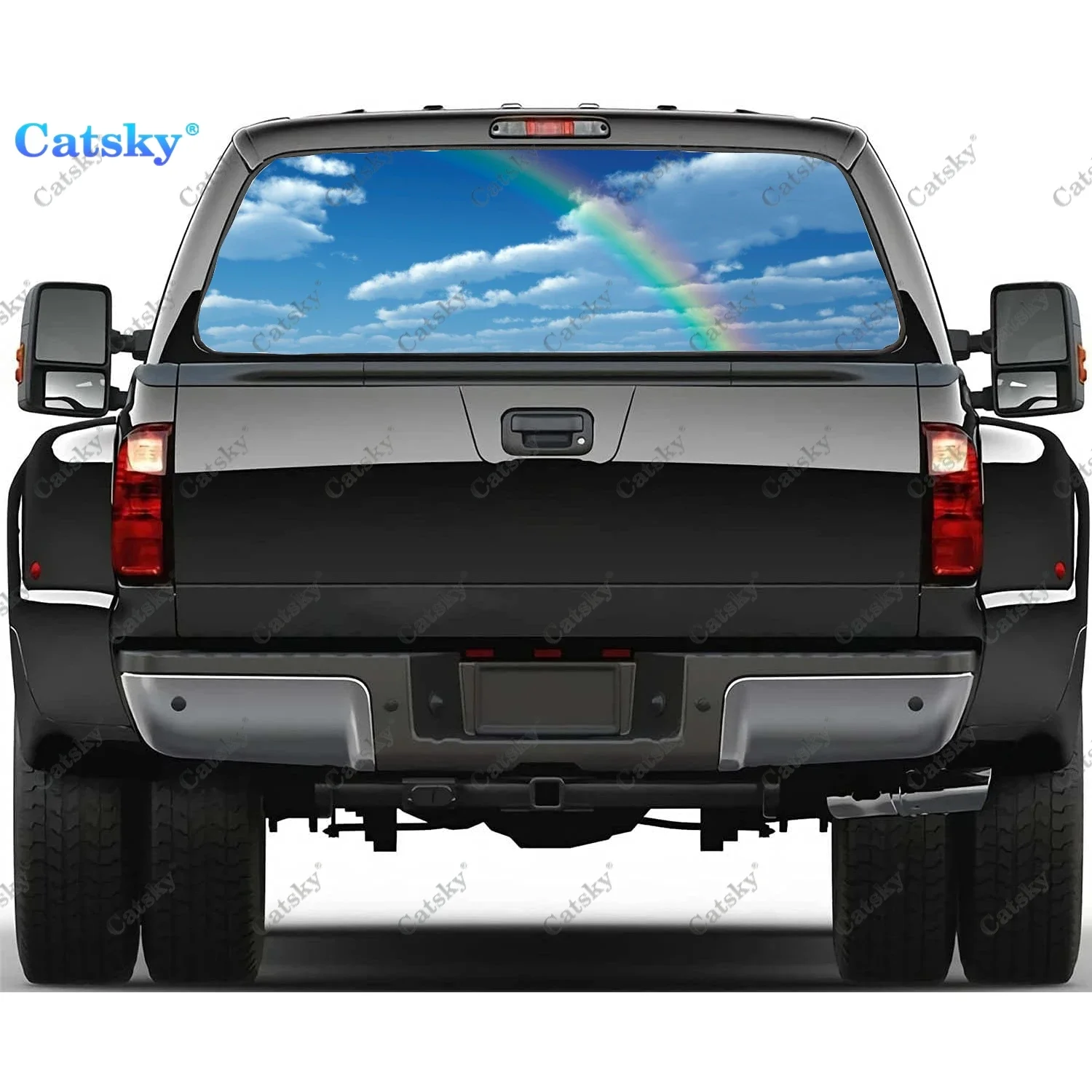 Natural Rainbow Custom Car Rear Windshield Sticker Truck Window See Through Perforated Back Glass-Window Vinyl Decal Decoration