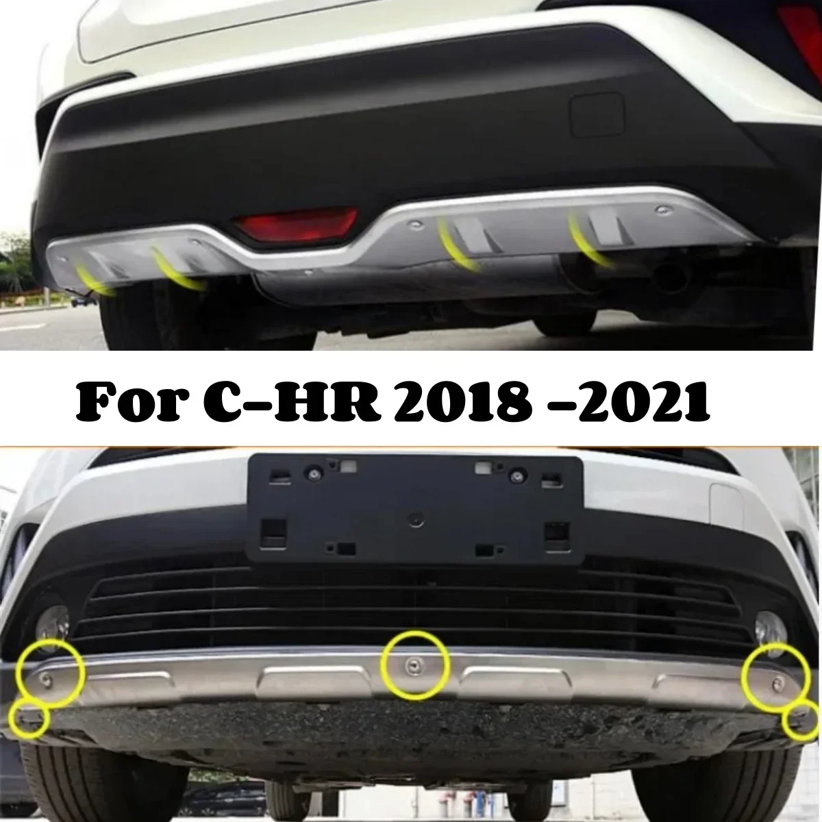 

For CHR C-HR Car Styling Stainless Steel Front and Rear Bumper Protector Skid Plate Cover 2018 2019 2020 2021