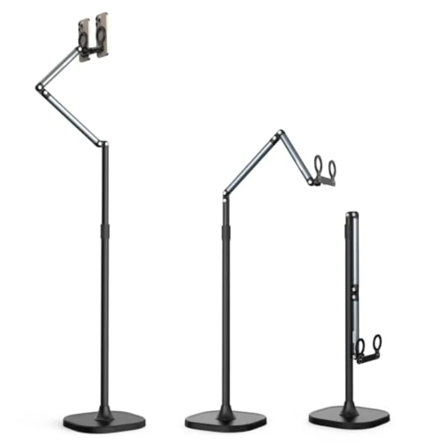 

Heavy Duty Tablet Floor Stand with Magnetic Dual-Position Bracket Adjustable Height 13-59 Inch 7.7 lb Stable Base for Multi-Dev