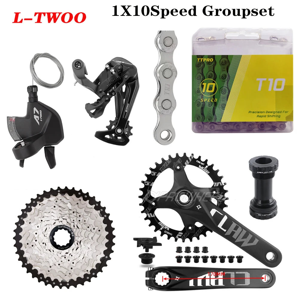 LTWOO 1x10-Speed Mountain Bike Groupset SUNSHINE-SZ Cassette 40T42T46T50T an T10 Chain PROWHEEL Crank 32/34/36/38T BSA 10V Kit