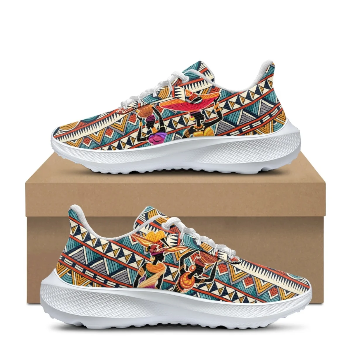 African Tribal Tattoos Pattern Women Wear Resistant Walk Shoes Outdoor Non-Slip Running Sneakers Casual Sport Shoes Zapatillas