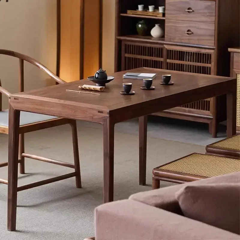 

North American black walnut tea table New Chinese solid wood home tea table and chair combination