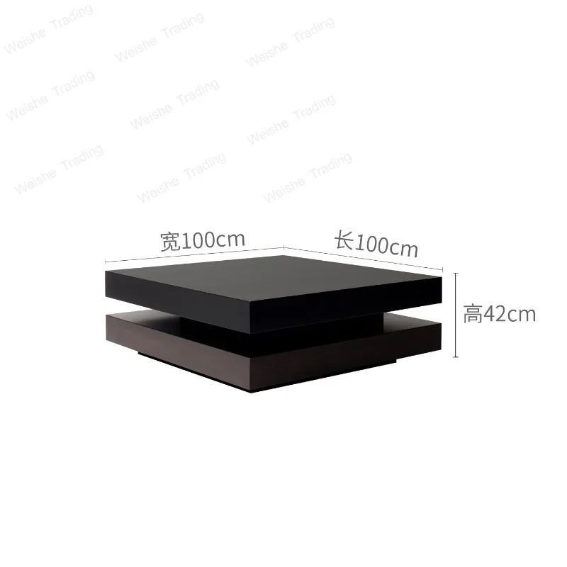 Italian minimalist all-solid wood square coffee table, light luxury high-end niche living room
