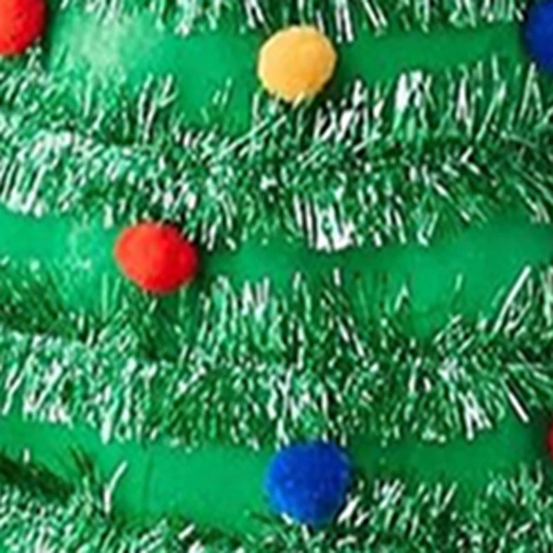 Christmas Tree Costume for Adults Women Mens Christmas Overall With Plush Ball Tinsel Outfits Funny Christmas Cosplay Party Prop