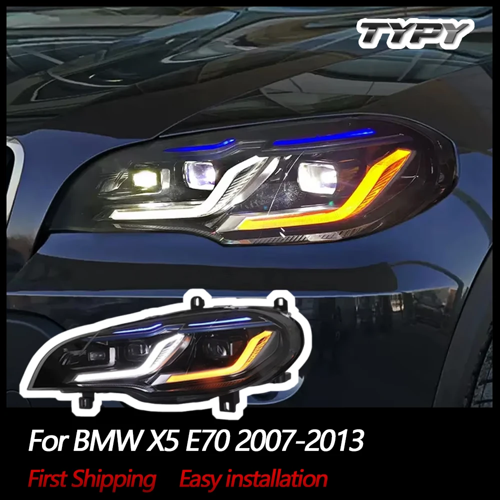 

Автомобильные фары TYPY для BMW X5 E70, фара 2007-2013, проектор с двойной линзой, автомобильные светодиодные фары, последовательный указатель поворота, автозапчасти