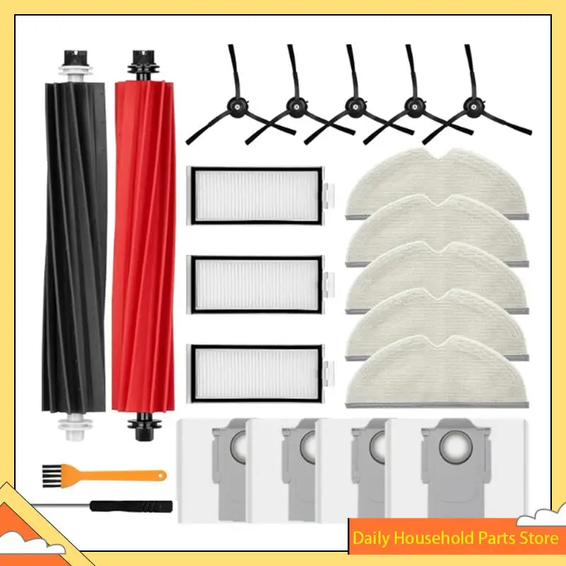 Para roborock q5 pro + q5 pro/q8 max + q8 max peças de reposição-rolo escova lateral filtro mop almofada saco de pó para aspiradores acessórios h