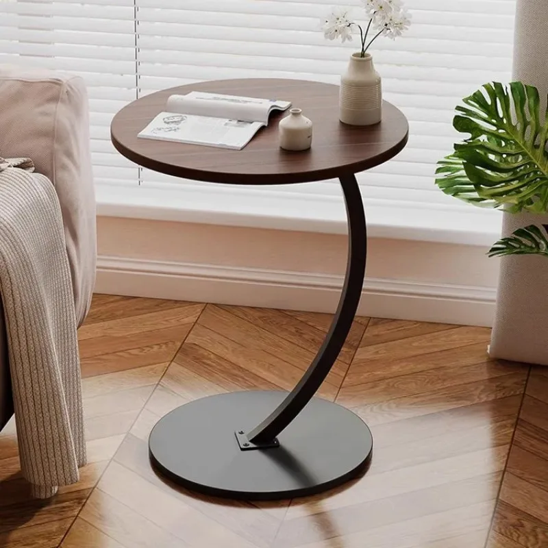 Small apartment movable household small coffee table mini round bedside light luxury small table sofa side Bedside Round Table
