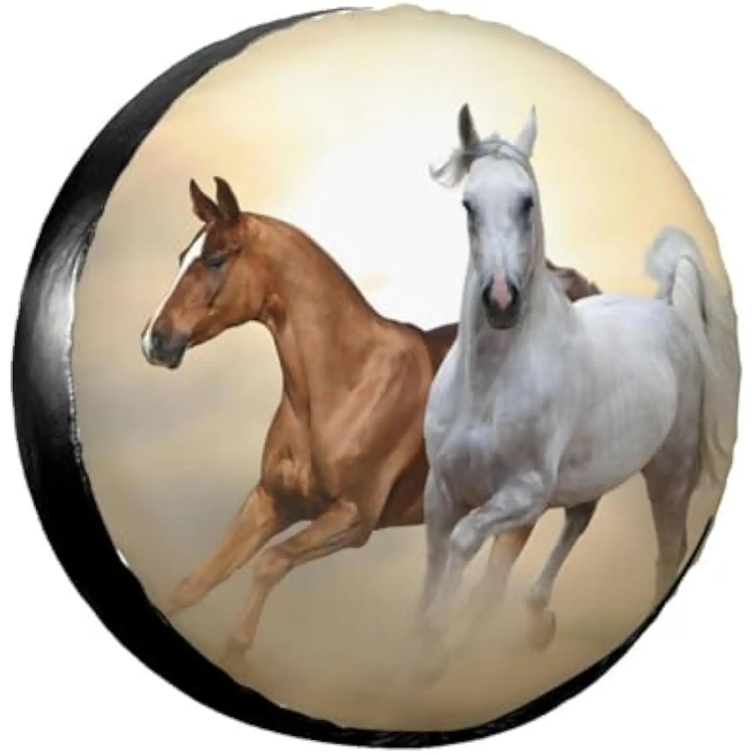 Two Arabian Horses Running Custom Tire Cover Waterproof Spare Wheel Protector for SUV Truck RV