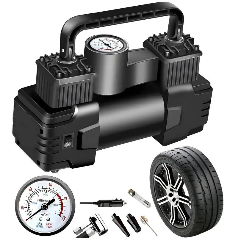 Portable Air Compressor Tire Inflator 150 Psi 12V DC Car Tire Pumps With Digital Pressure Gauge Emergency Flashlight Auto Bright