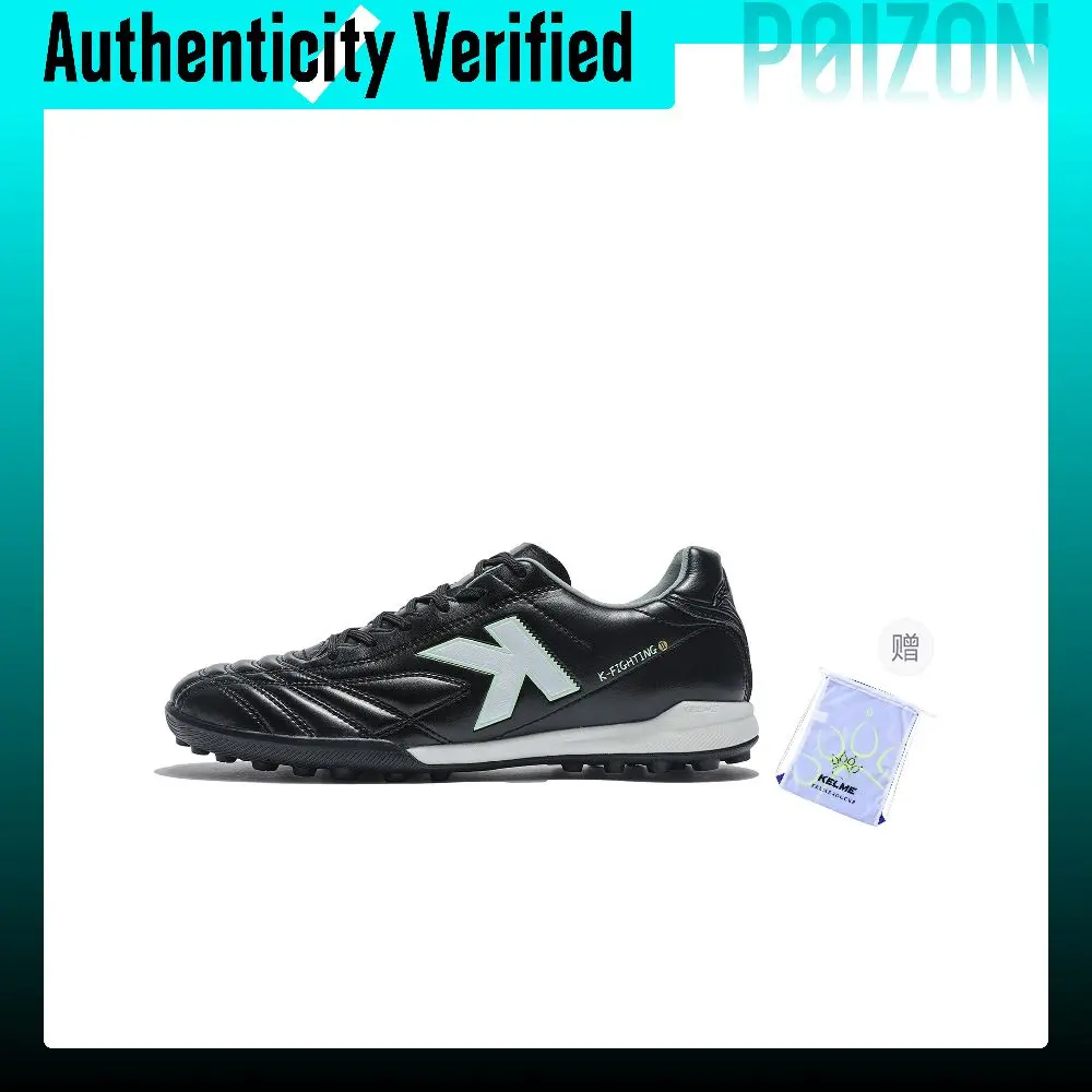 KELME TF Turf Cushioning Abrasion Resistant Breathable Soccer Shoes Unisex Black 8621ZX1474-