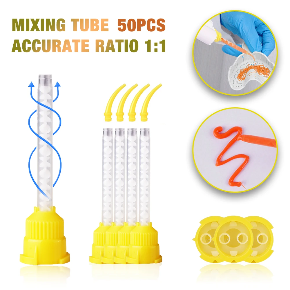 

50/100 шт., стоматологическая силиконовая резиновая транспортировочная смесительная головка, одноразовые оттискные материалы, смесительная трубка, стоматологические материалы