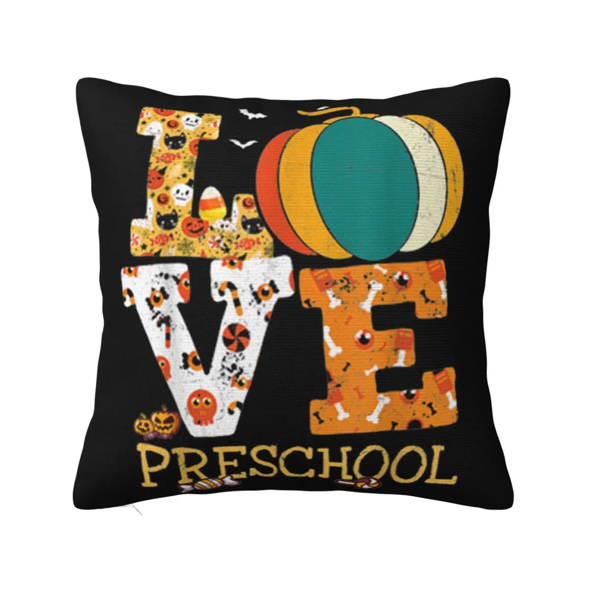 Funny Halloween Love Preschool Pumpkin Teacher Gifts Basic Straight Top Interested Printing Pillow Case