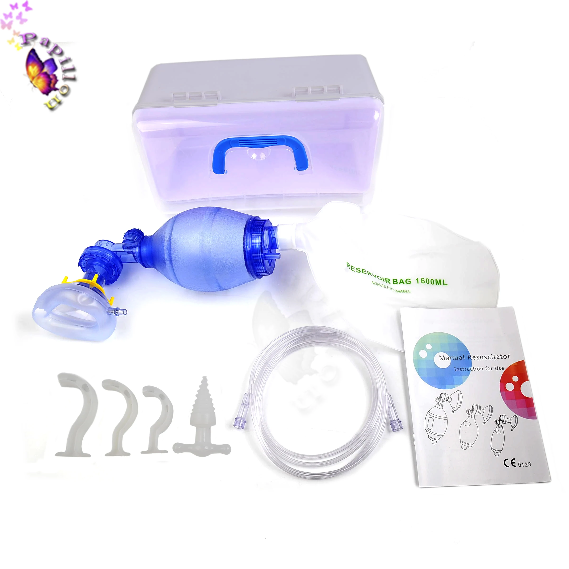 Silicone CPR Training Practi-Mask Artificial Emergency Ambu Bag Reservoir Bag Manual Resuscitator with Mask Veterinary Tool