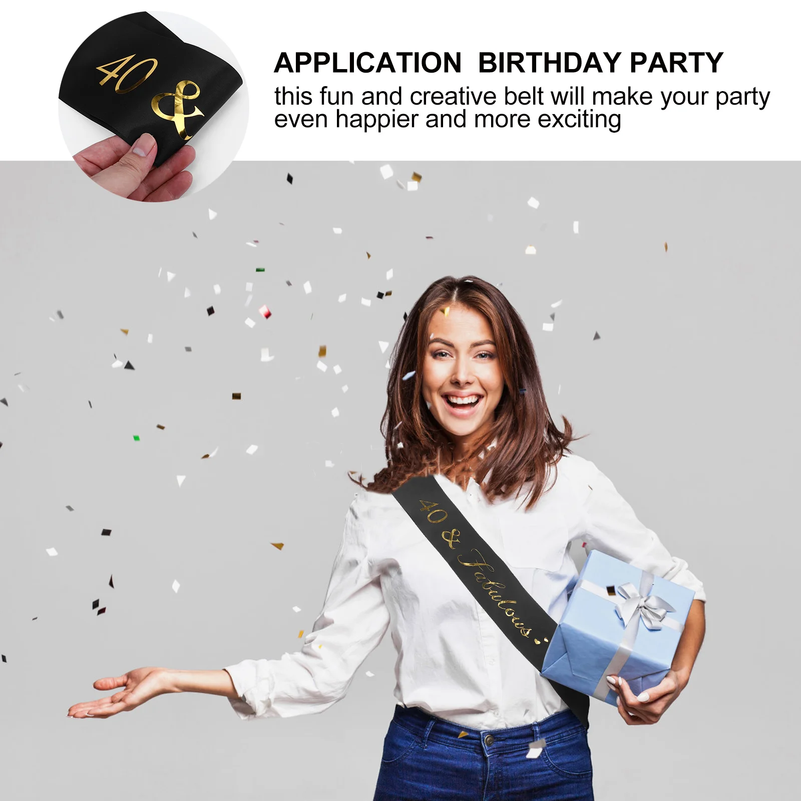 

2Pcs Birthday Sash Number 40 Letter Printing Satin Ribbon Party Etiquette Belt Birthday Decoration Accessories