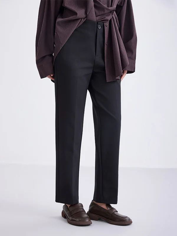 

SING & 2025 Осенние новые повседневные брюки с талией и девятью очками, женские брюки-трубы небольшого размера, длинные брюки с прямыми штанинами...