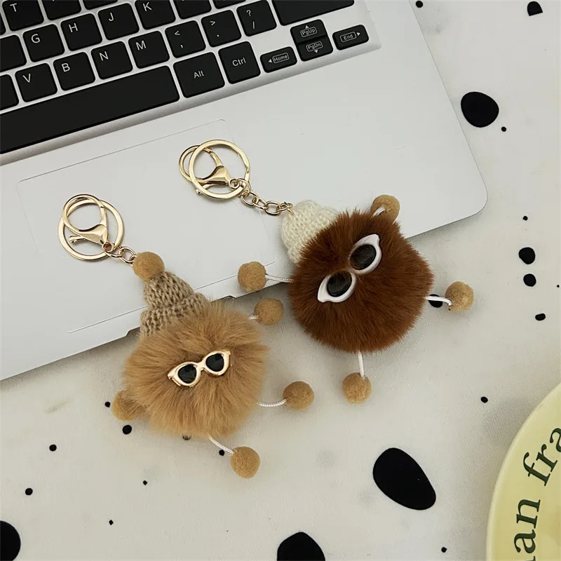 Kawaii Mini Plush Briquettes Keychain 12 Colors Cute Fluffy Fairy Doll Toy Keyring for Women Men Backpack Car Accessories Gifts