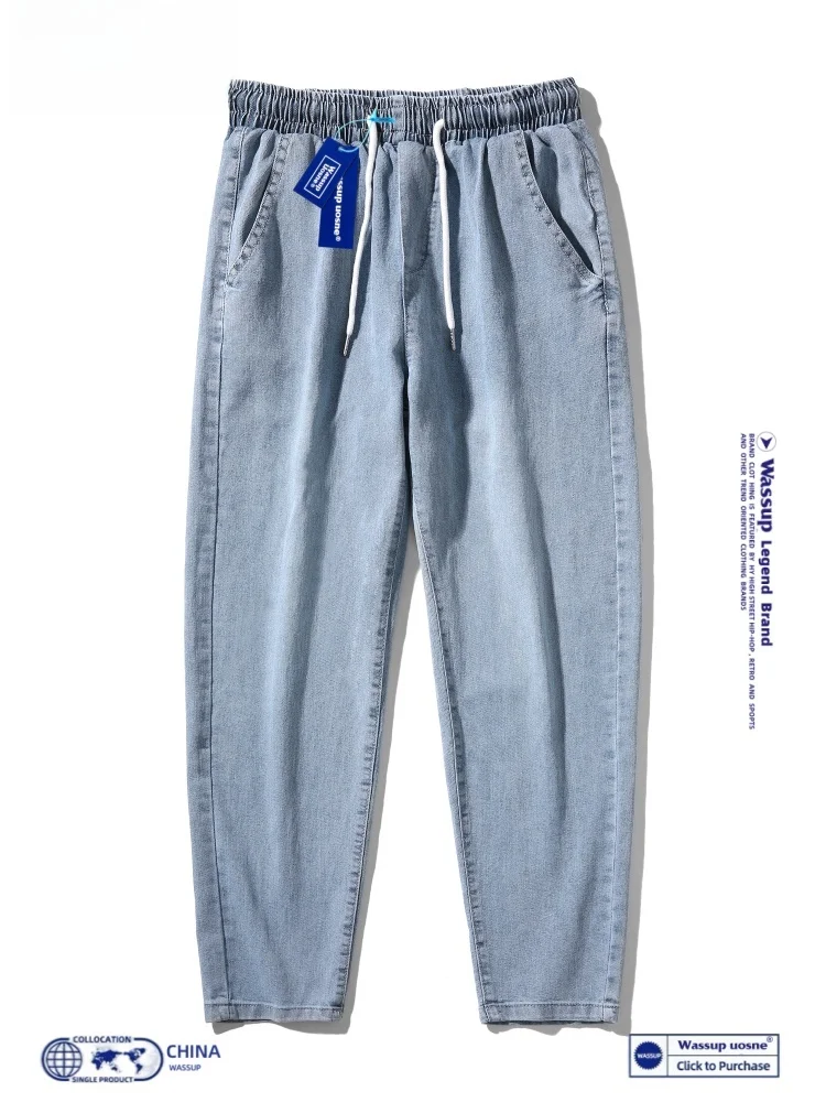 

Мужские повседневные джинсы Wassup Uosne, модные, прямые, с эластичным поясом, длинные брюки в американском ретро-стиле, трендовые для осени и зимы