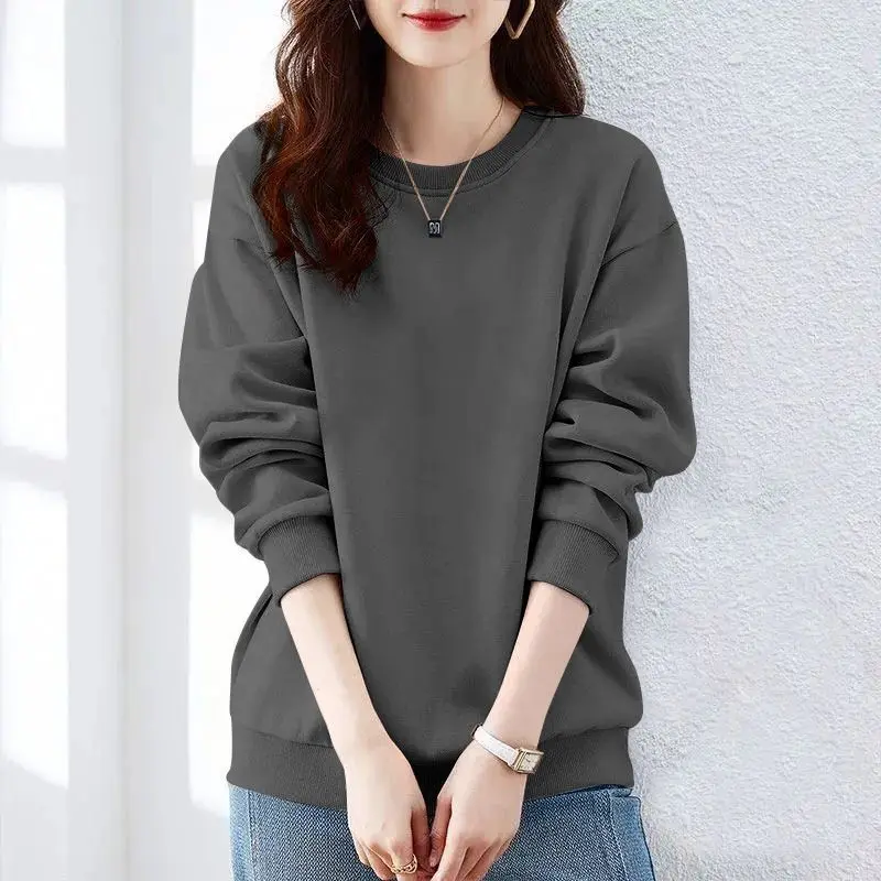 ربيع الخريف الصلبة البساطة طويلة الأكمام Harajuku بلايز فضفاضة الشارع عادية هوديس بلوزات موضة الاتجاه النساء الملابس