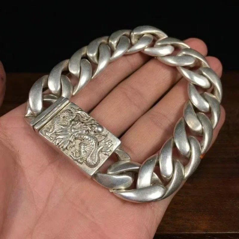 

Little Fairy/ Old Tibetan Silver Zodiac Dragon Bracelet Fashion Personality Men and Women Couple Jewelry Gift Accessories