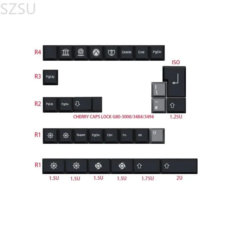 SZSU Sword Keycap PBT Standard Dye Sublimation Process Keycap 134Keys Cherry Profile 6.25U Space for Mechanical Keyboard - Image 3