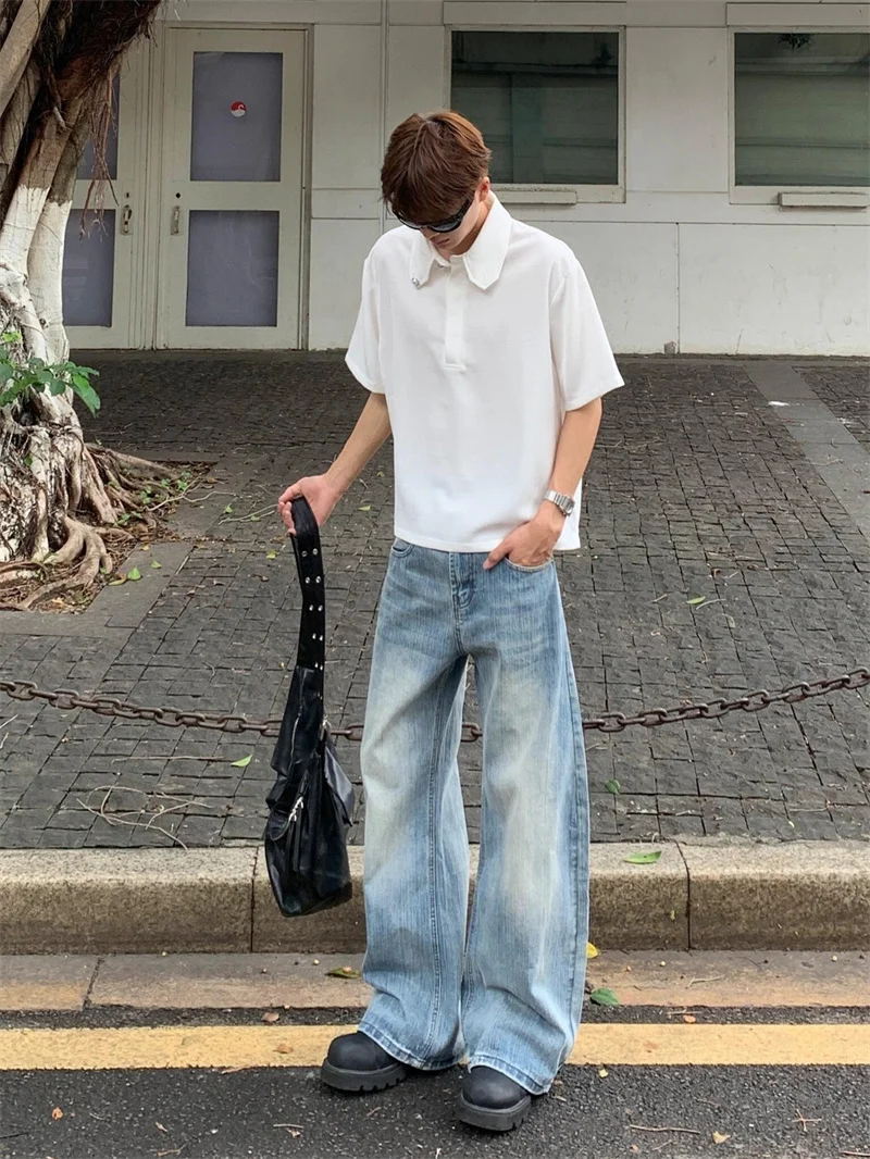 

Мужские джинсы Cleanfit American Sle, широкие брюки с высокой талией, осенне-зимние модные брендовые брюки свободного кроя, прямые брюки