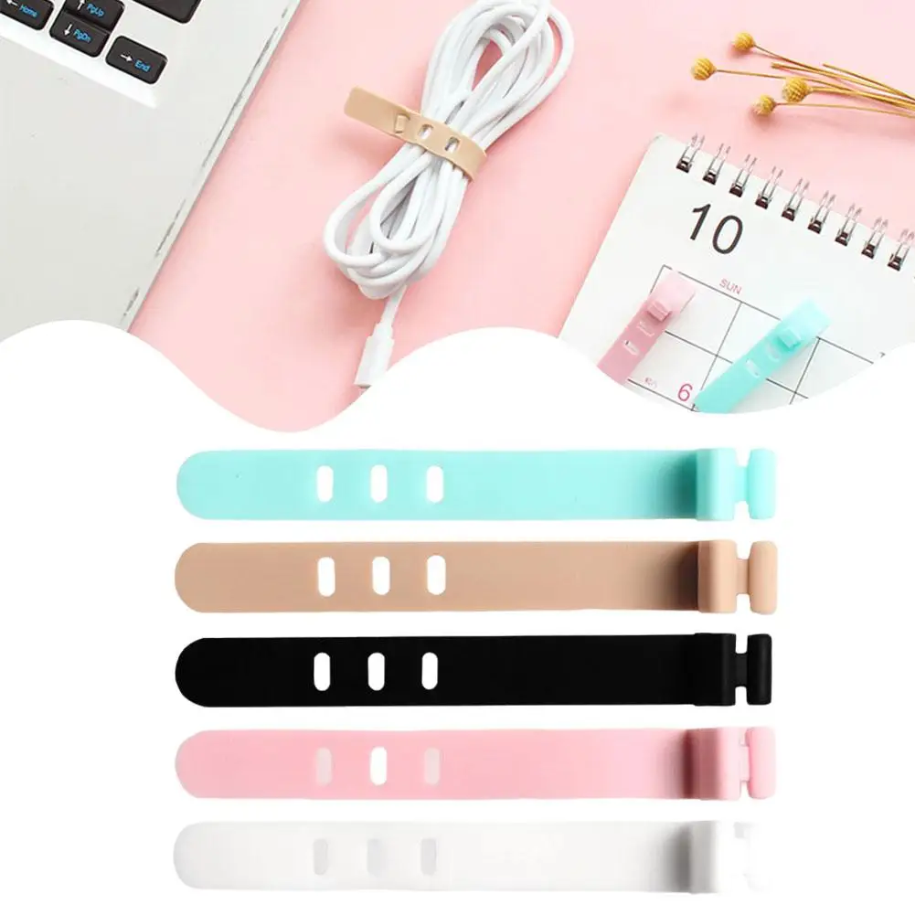 NEW Reusable Fastening Cable Ties Cord Organizer For Earphone Mouse Cable Winder Portable Soft Silicone Wire Organizer U8Z8