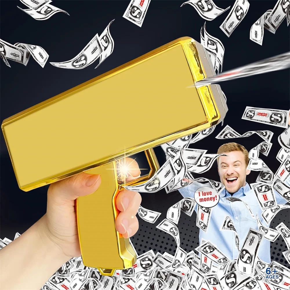 Pistola de tirador de dinero que parece Real, pistola de dinero falso, tirador con dinero de utilería, pistola de efectivo de mano para películas de juegos, suministros para fiestas