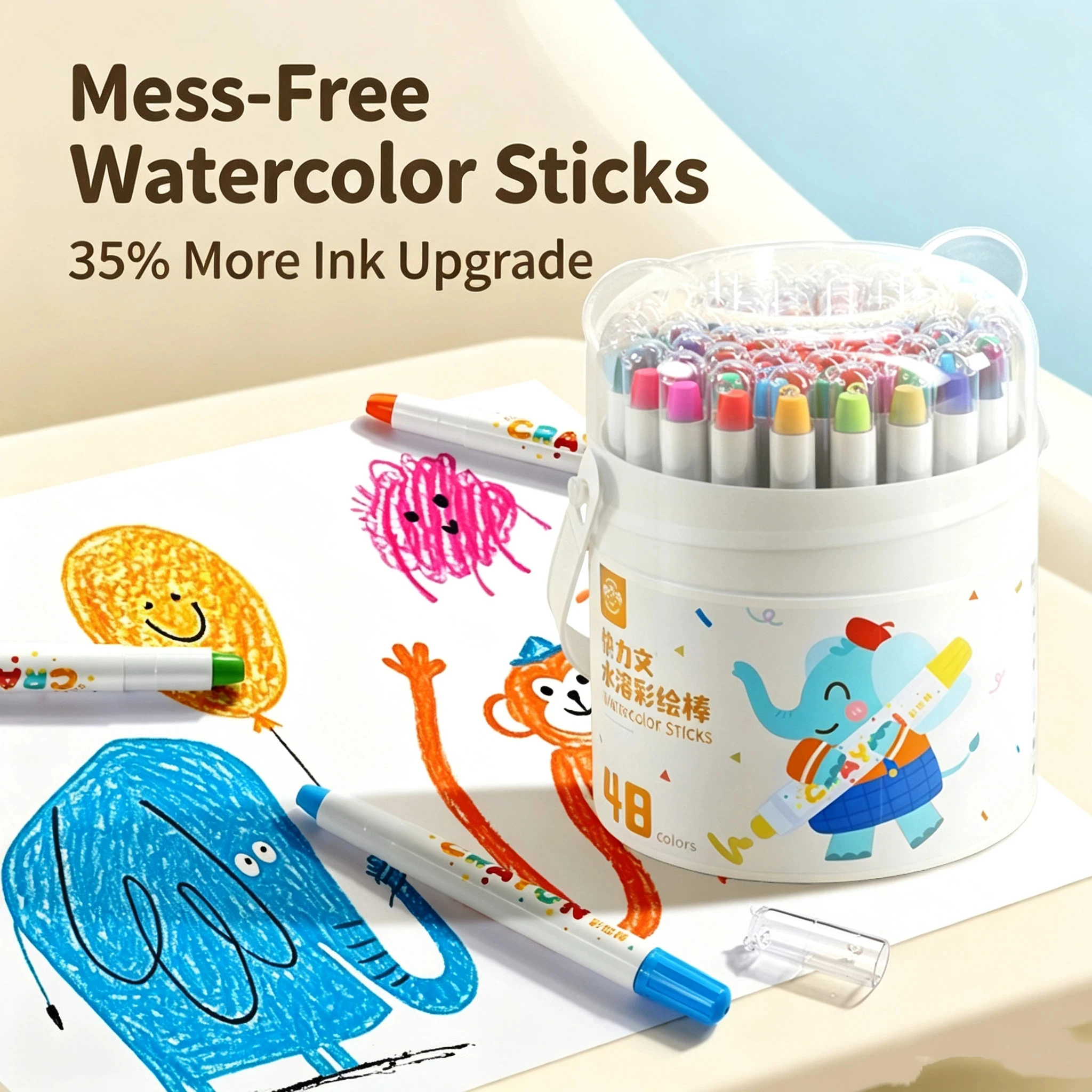 12 color water-soluble paint stick, washable non-toxic pigment stick, suitable for children, preferred for back to school season